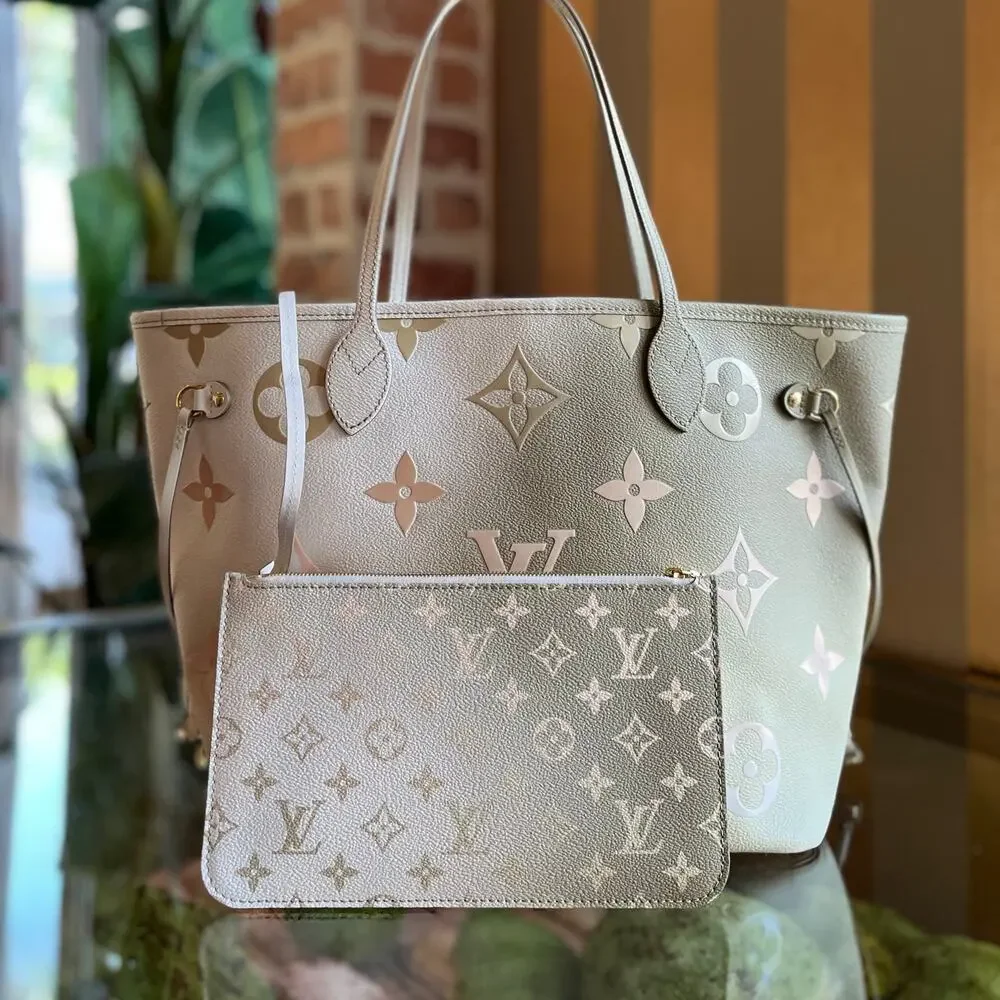 LOUIS VUITTON Neverfull MM Sunset Kaki Spring in the City Monogram Canvas Tote
